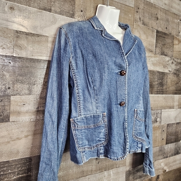 Gap stretch Y2K blue jean jacket short collared | Sz 12 - Picture 2 of 6